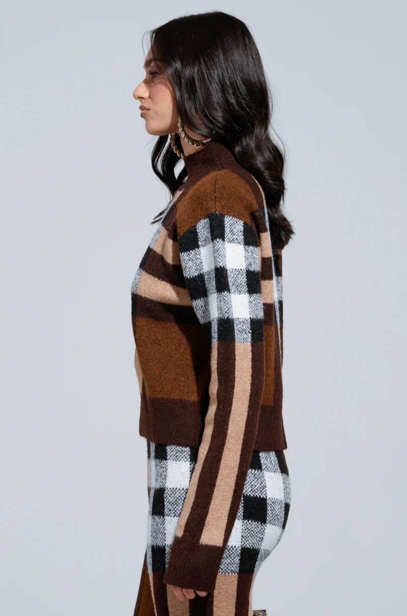 ELISE PLAID MOCK NECK SWEATER - Image 3