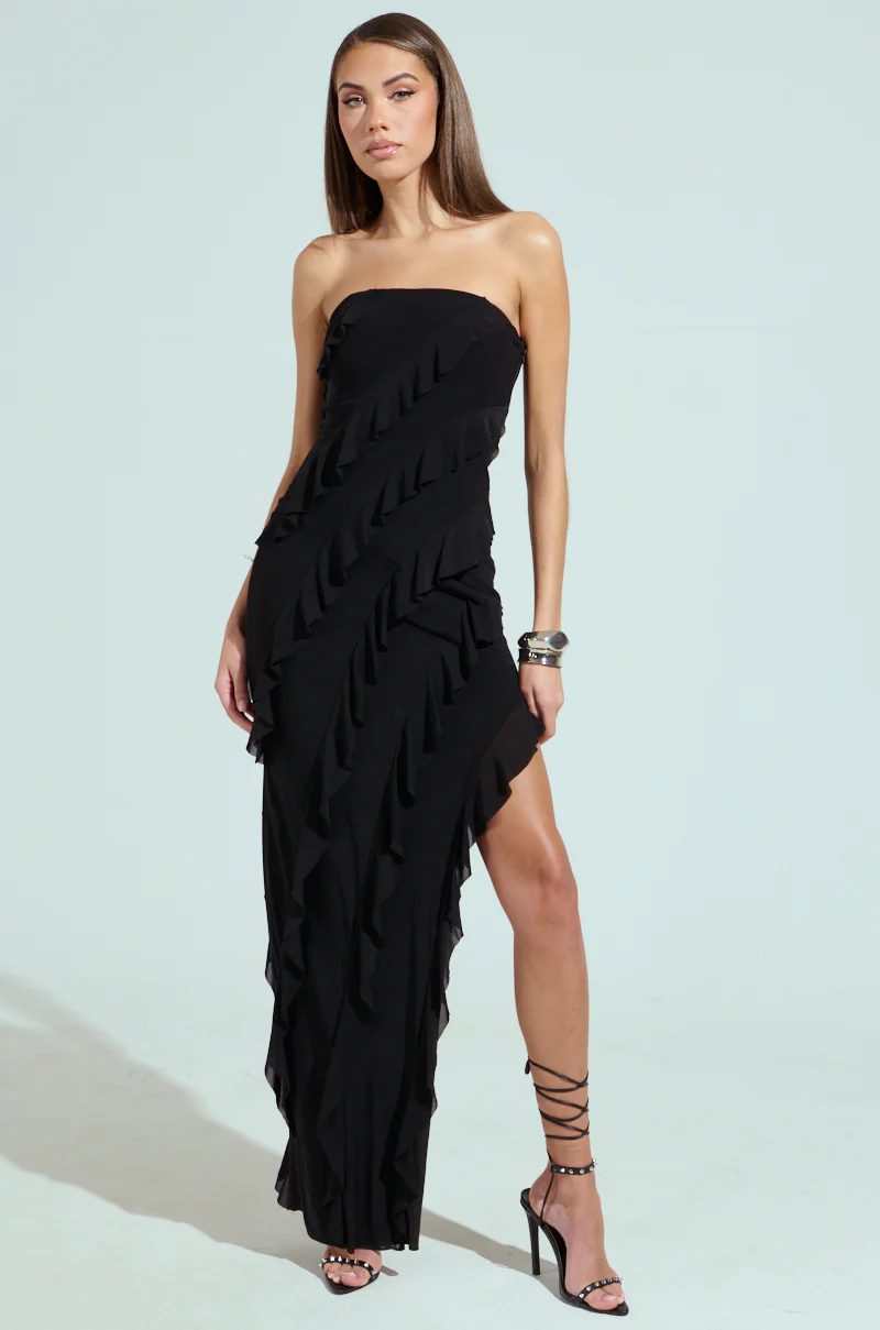 ELLA MESH BLACK TUBE DRESS - Image 3