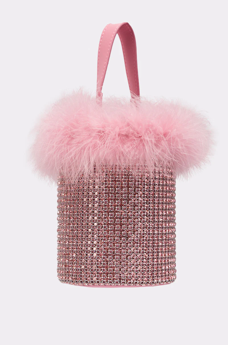 ELLE PINK FEATHER BLING PURSE - Image 6