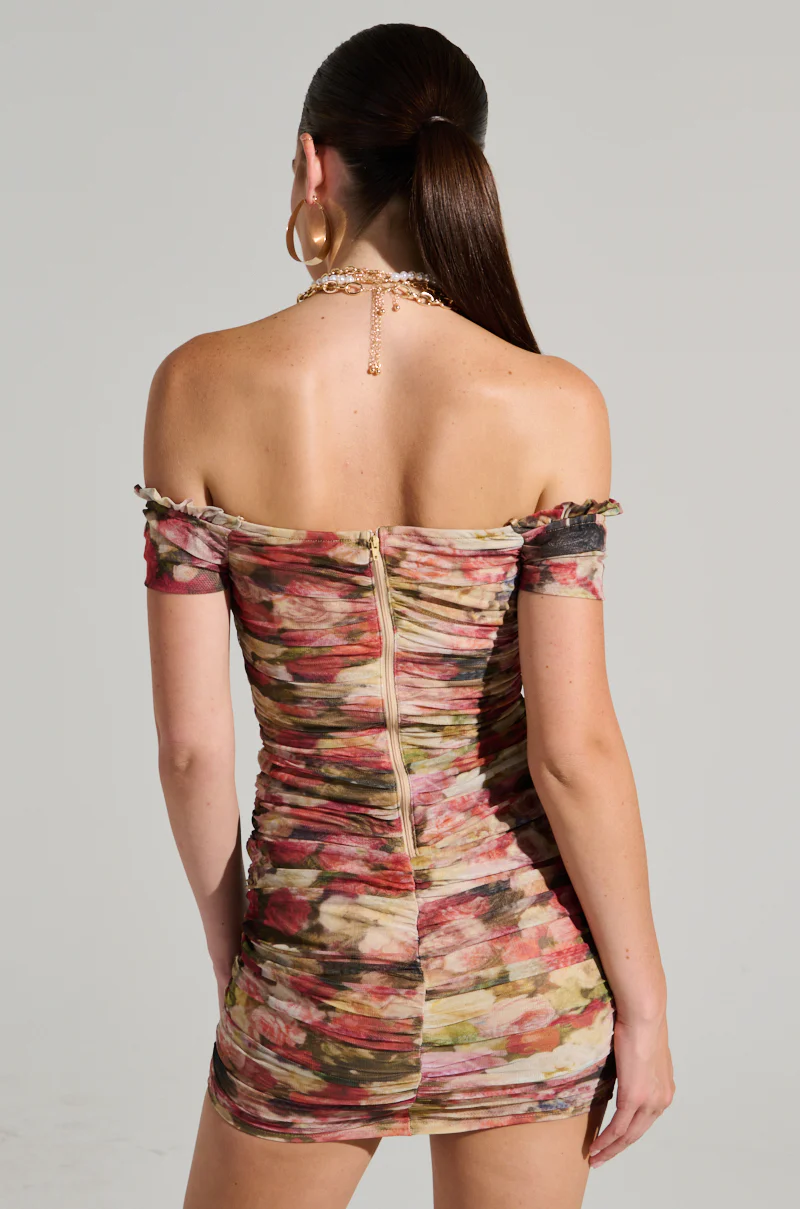 ELODI FLORAL PRINT RUCHED MINI DRESS - Image 4