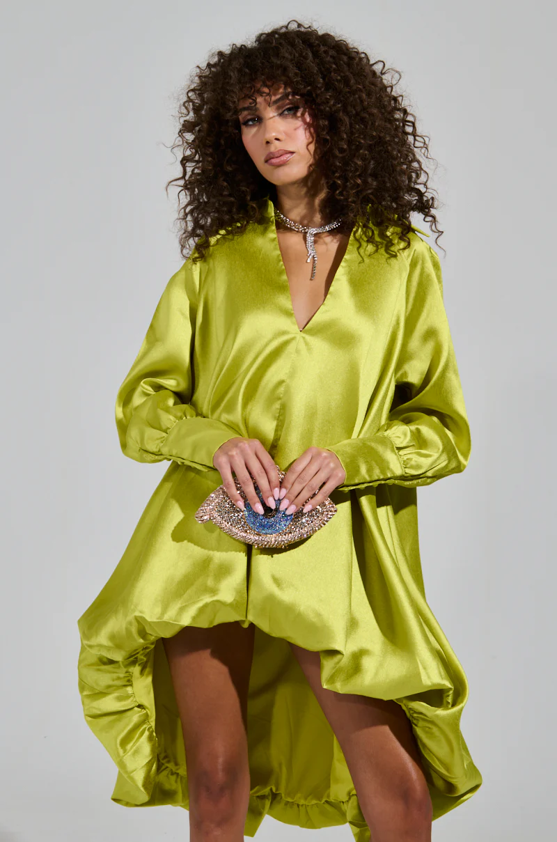 ELOUISE HI LOW DRESS IN GREEN - Image 2