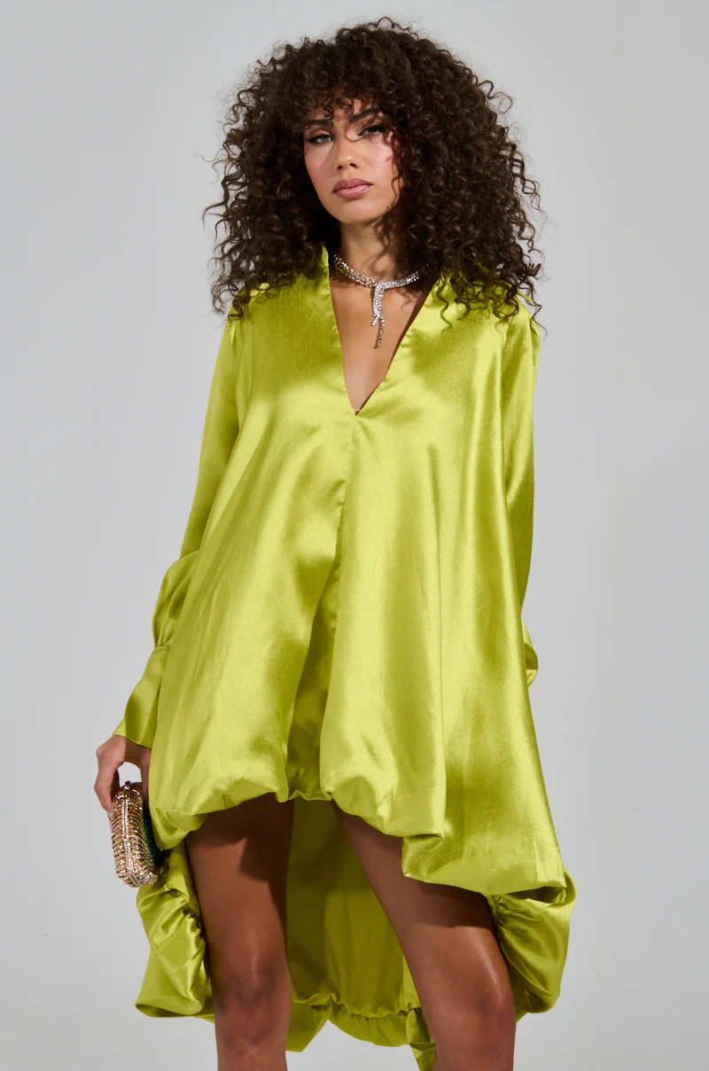 ELOUISE HI LOW DRESS IN GREEN - Image 3