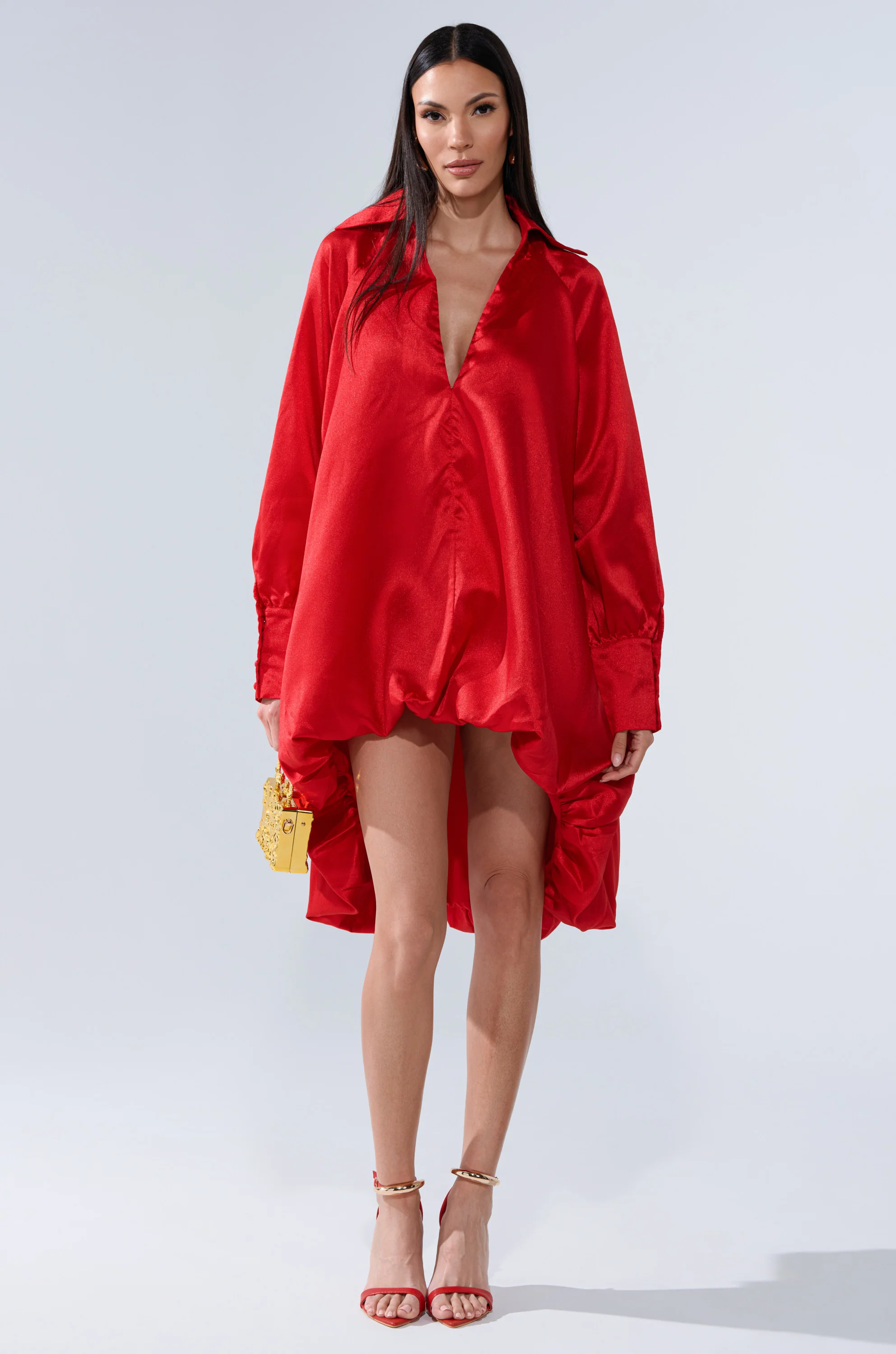 ELOUISE HI LOW DRESS IN RED - Image 6