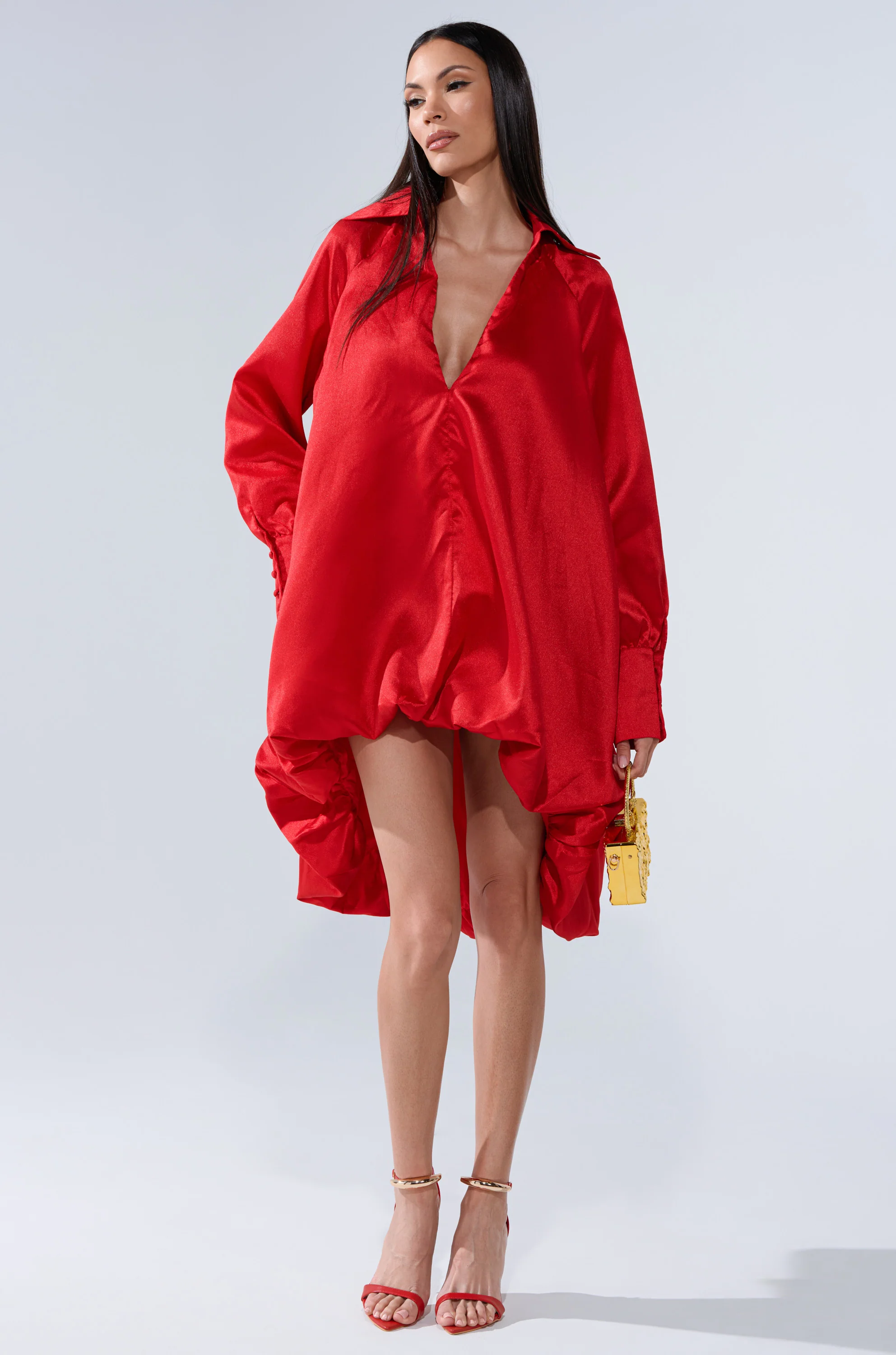 ELOUISE HI LOW DRESS IN RED - Image 7