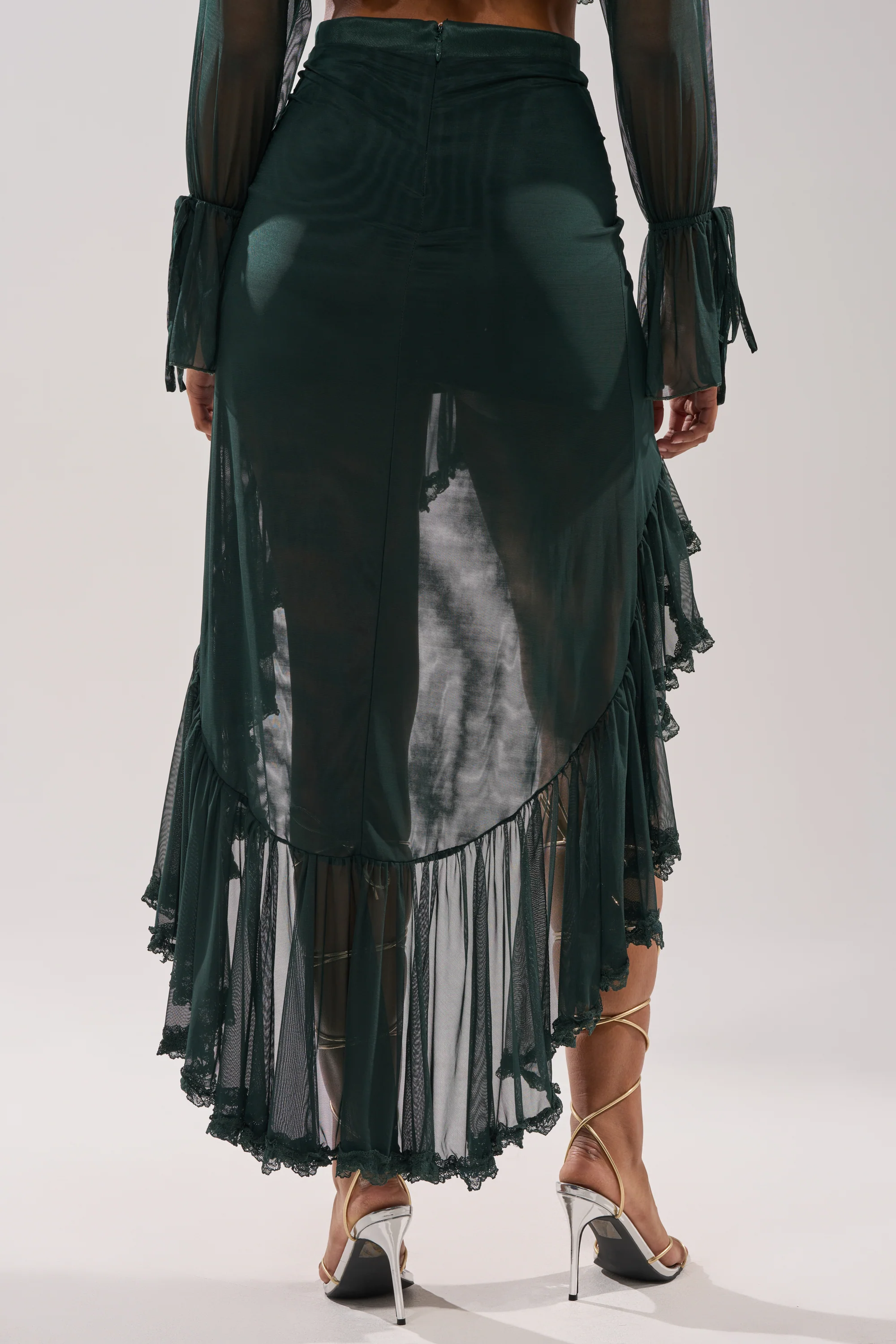 EMERALD RUCHED HIGH LOW SKIRT - Image 4