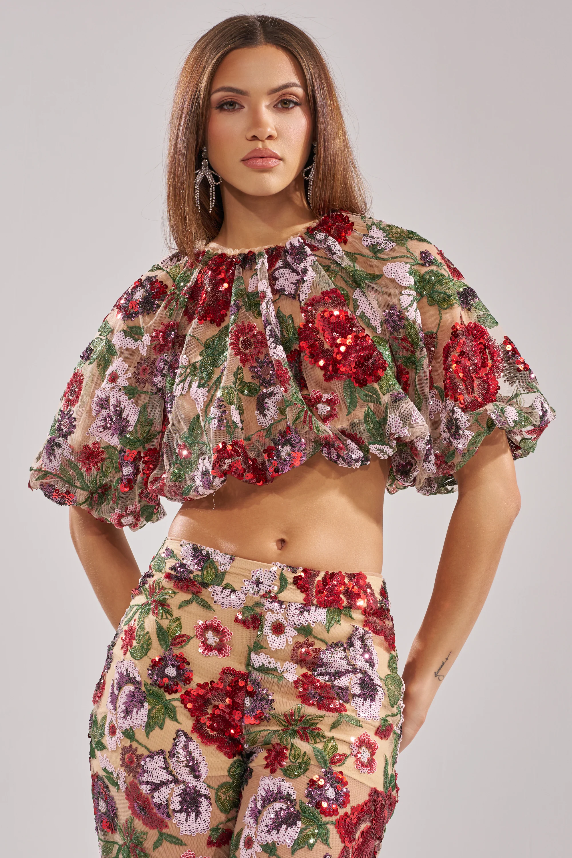 ENCHANTED GARDEN FLORAL EMBROIDERED TULLE TOP - Image 2