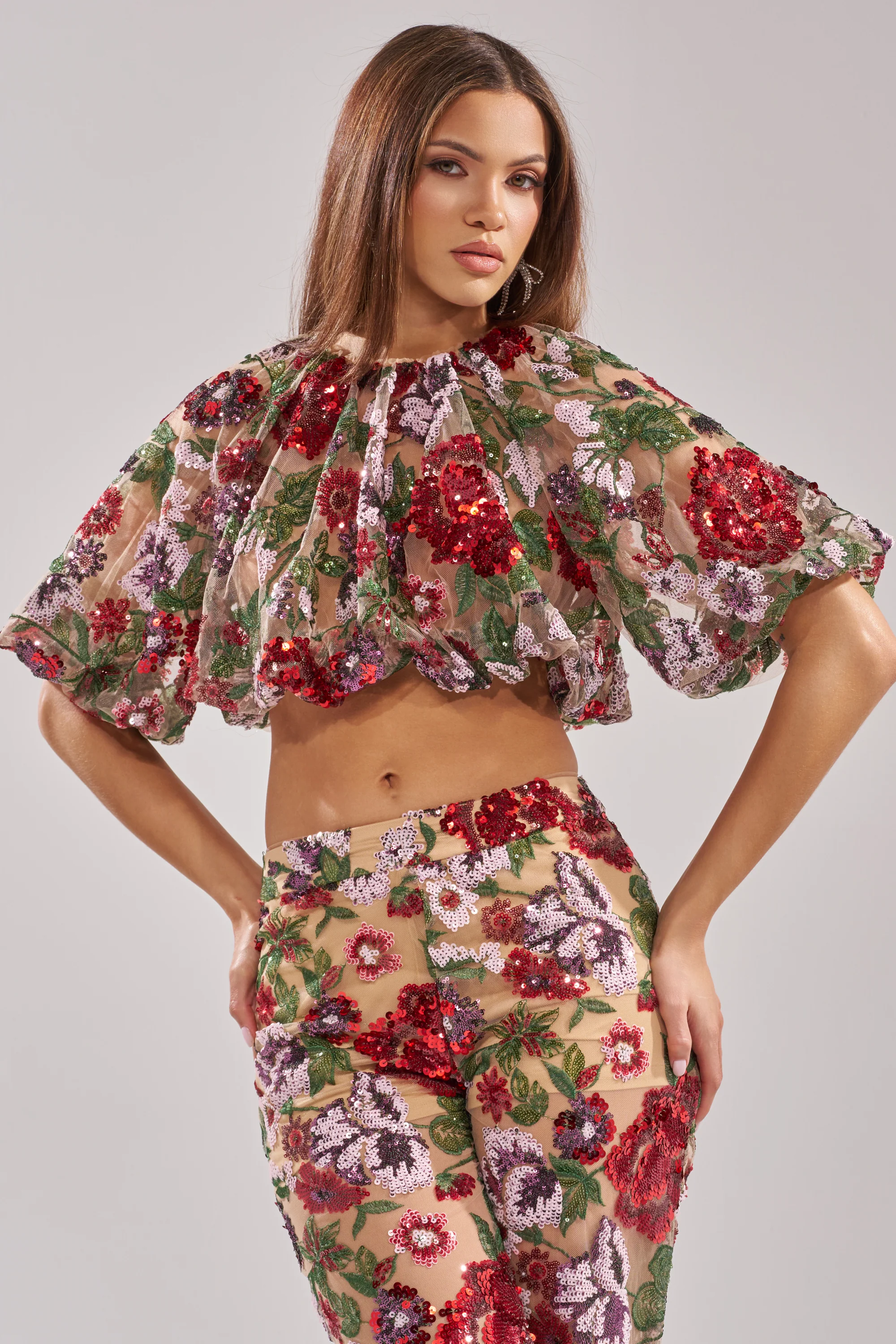 ENCHANTED GARDEN FLORAL EMBROIDERED TULLE TOP - Image 3