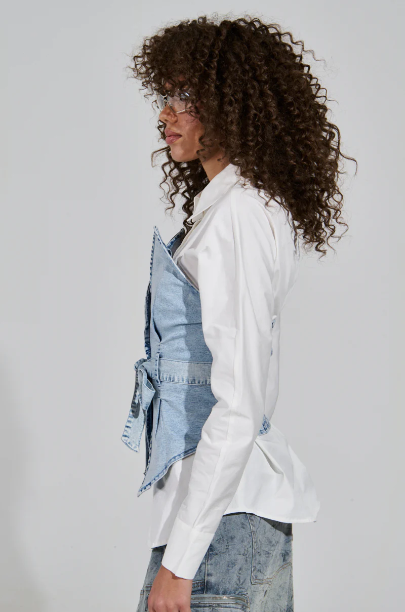 END OF SUMMER FLING DENIM CORSETED BLOUSE - Image 4