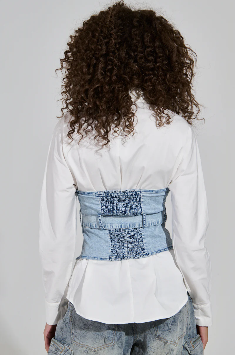 END OF SUMMER FLING DENIM CORSETED BLOUSE - Image 5