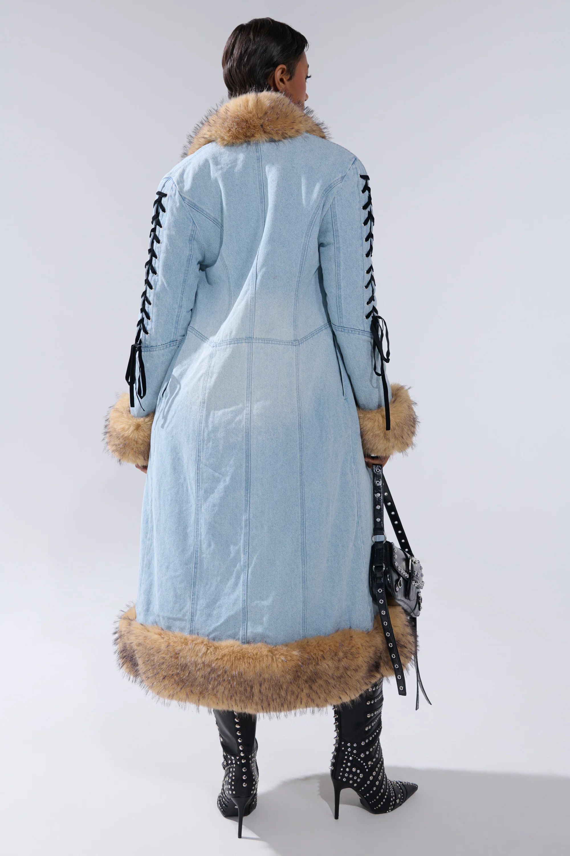 ERYKAH FUR TRIM DENIM TRENCH - Image 5