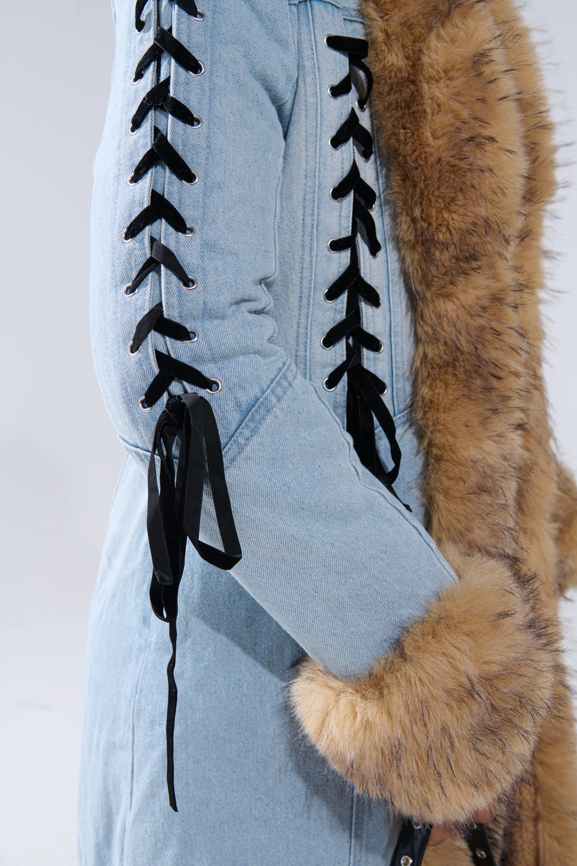 ERYKAH FUR TRIM DENIM TRENCH - Image 6