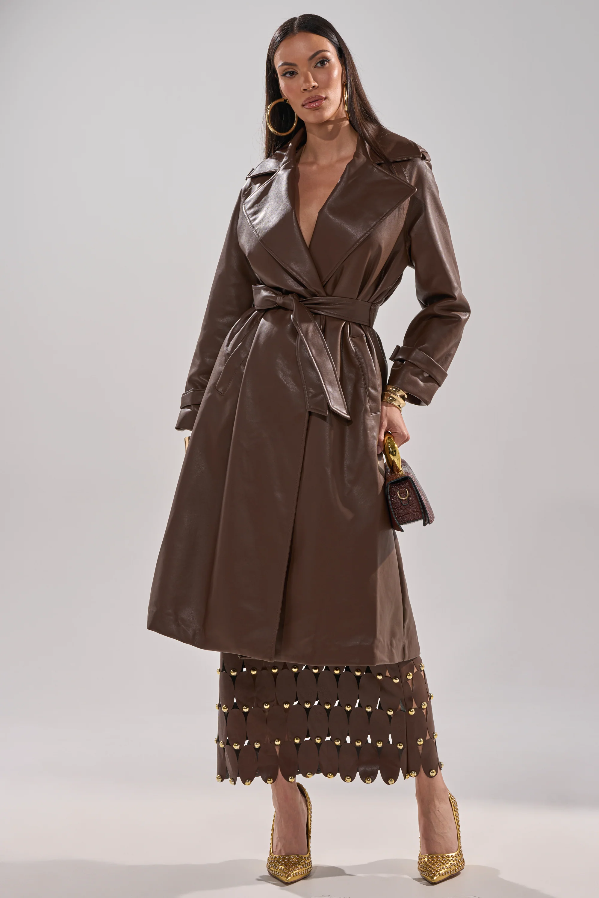 ESPRESSO MARTINI FAUX LEATHER TRENCH - Image 10