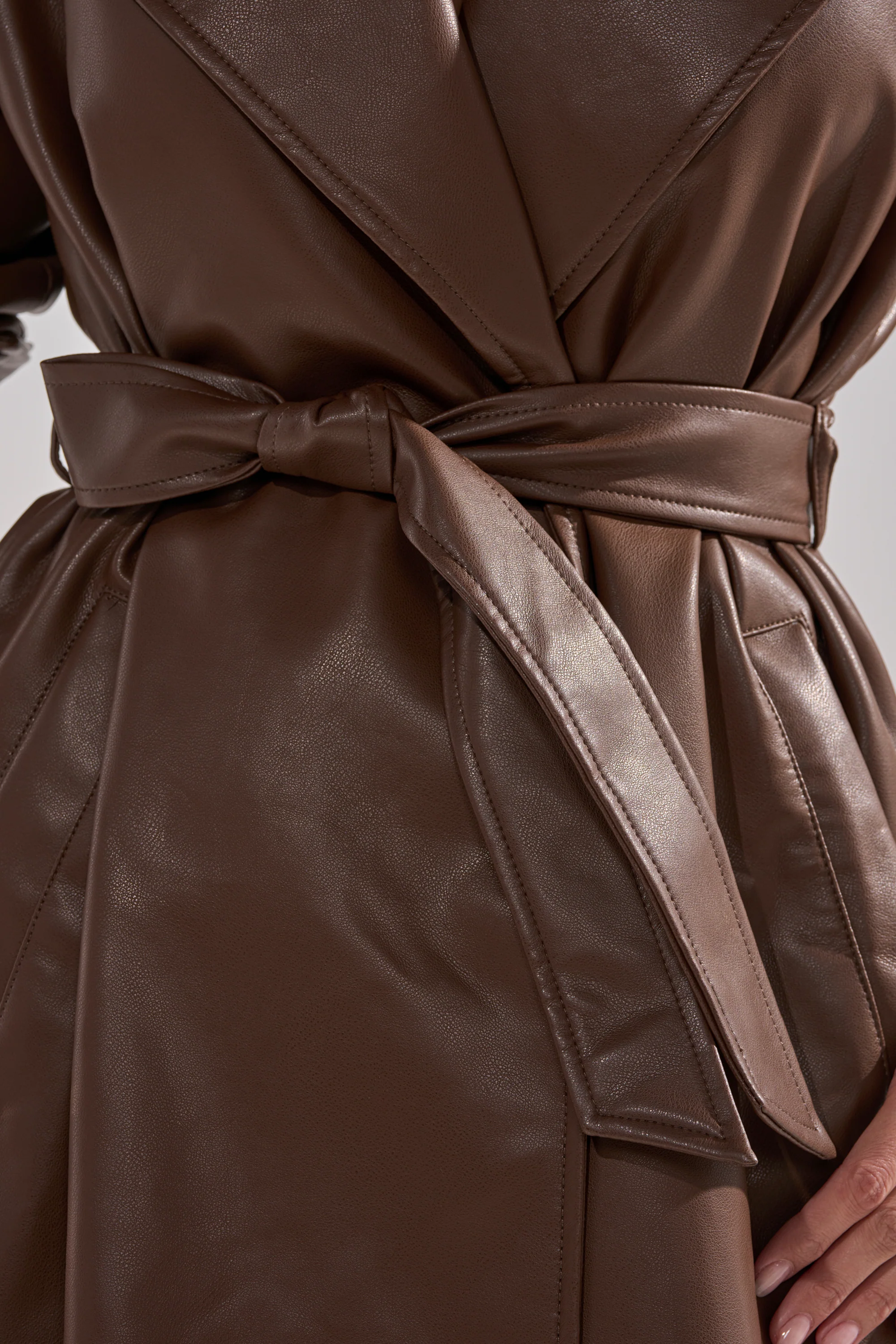 ESPRESSO MARTINI FAUX LEATHER TRENCH - Image 13
