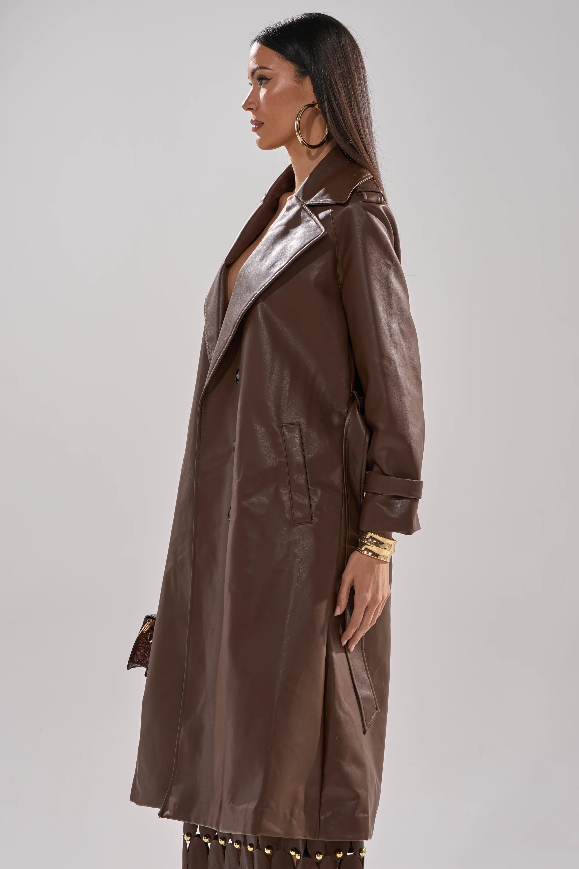 ESPRESSO MARTINI FAUX LEATHER TRENCH - Image 5