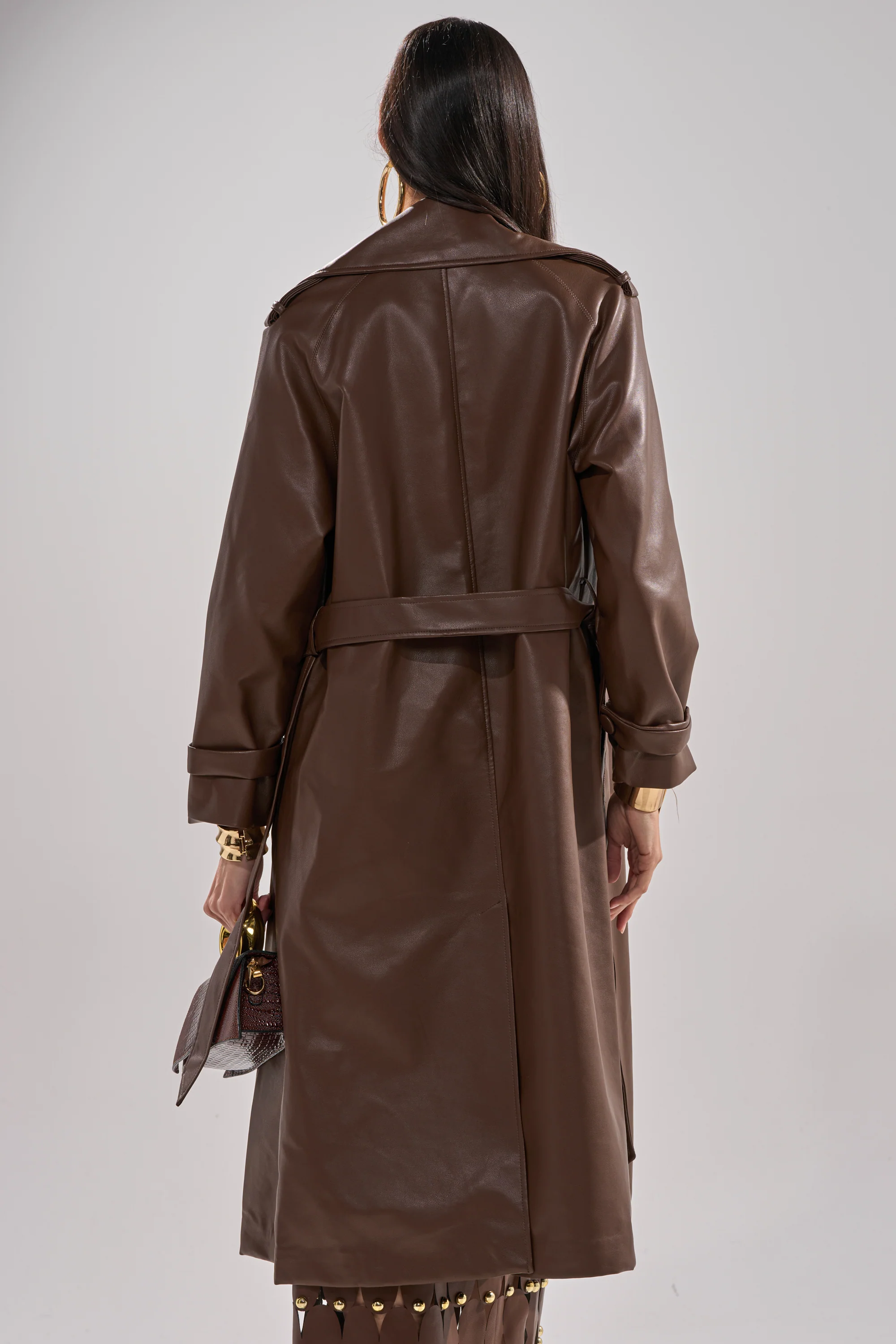 ESPRESSO MARTINI FAUX LEATHER TRENCH - Image 6