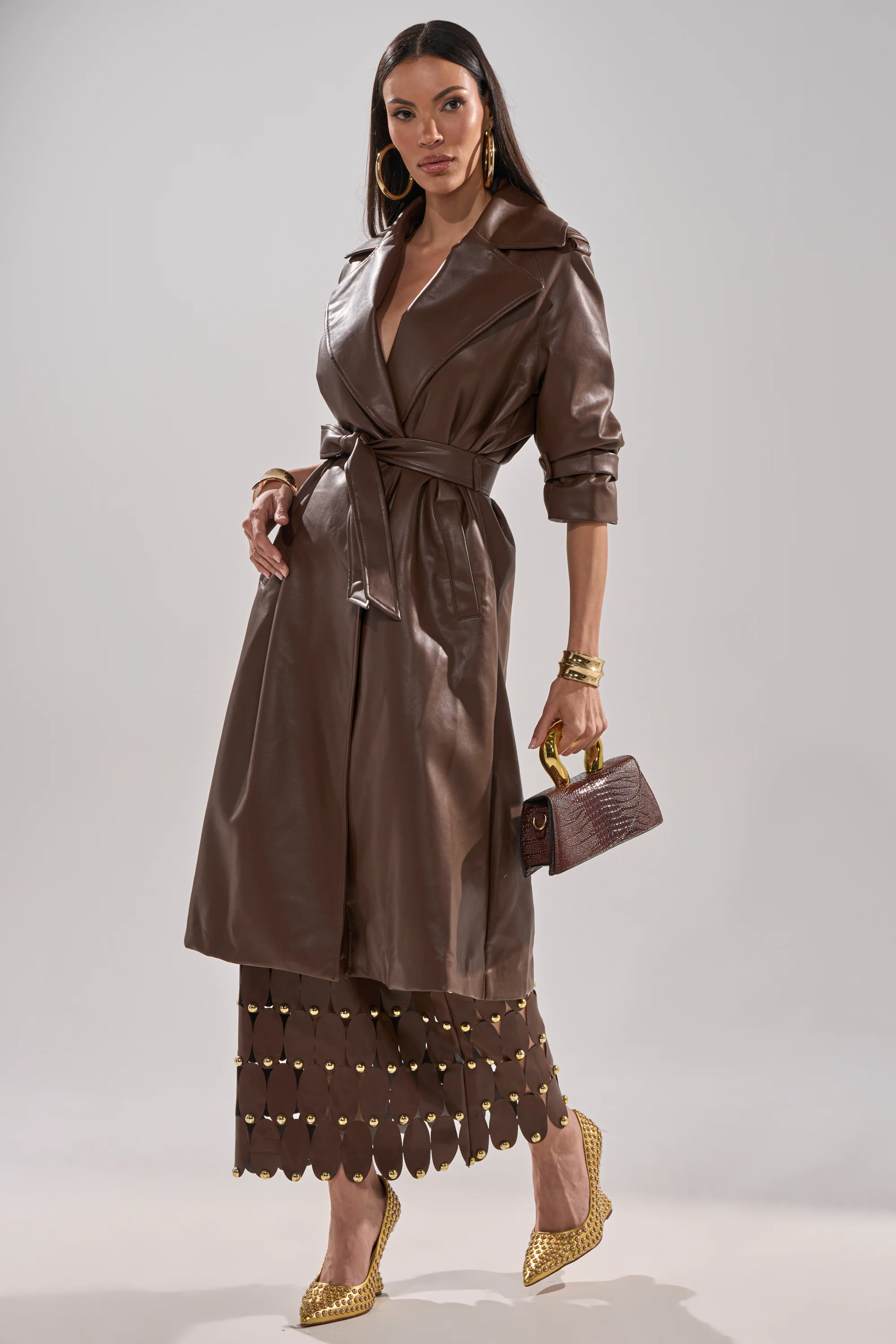 ESPRESSO MARTINI FAUX LEATHER TRENCH - Image 8