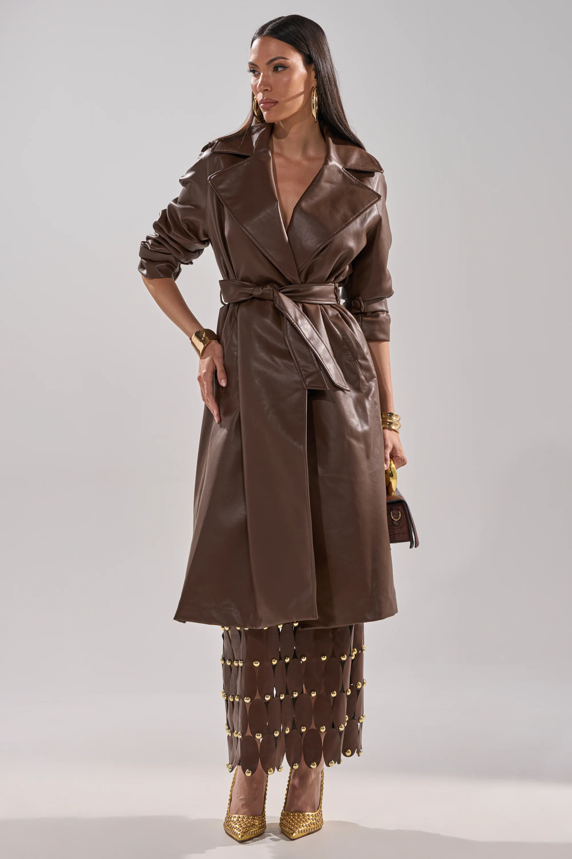 ESPRESSO MARTINI FAUX LEATHER TRENCH - Image 9