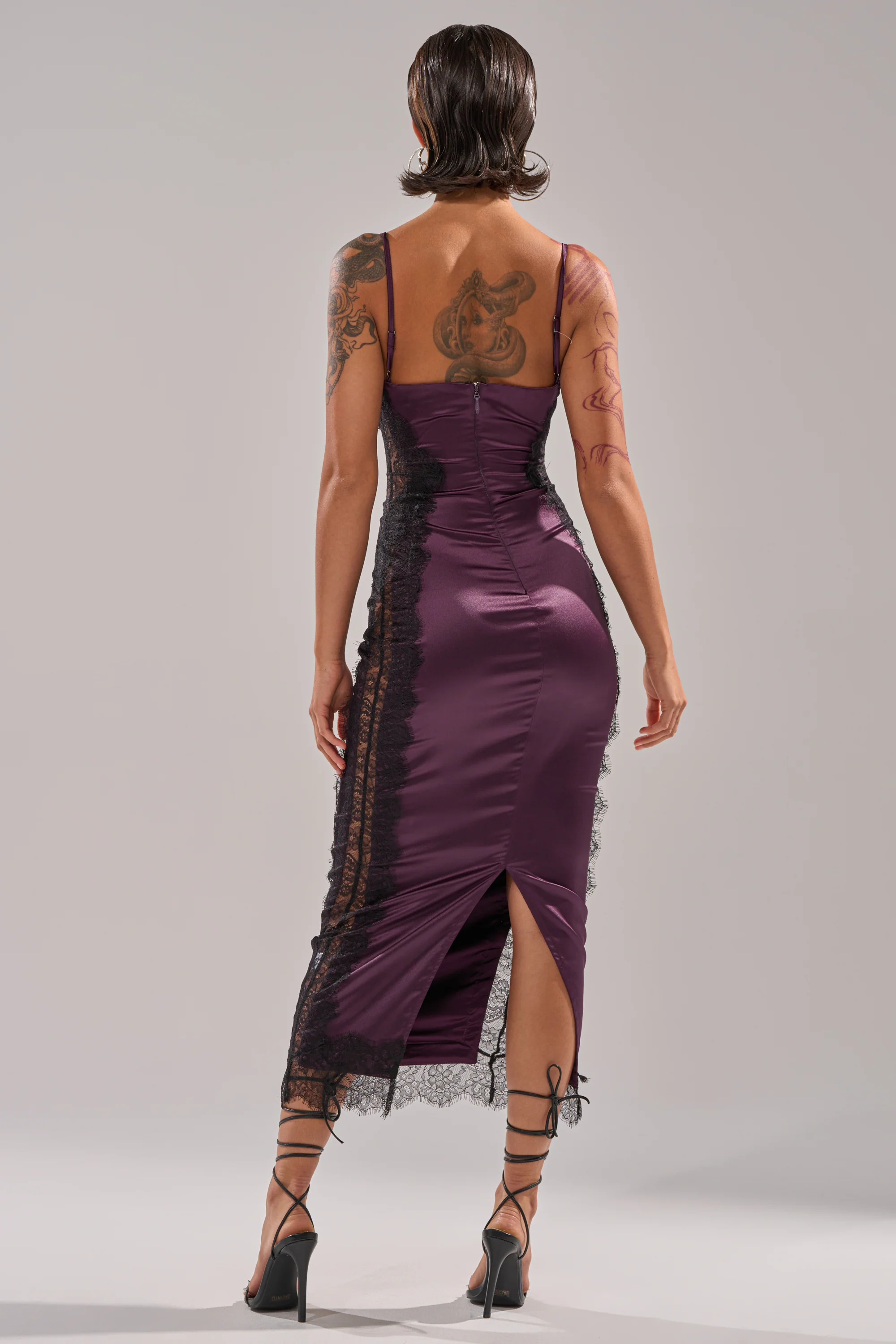 ESSENTIAL LACE TRIM SATIN SLEEVELESS MIDI DRESS - Image 4