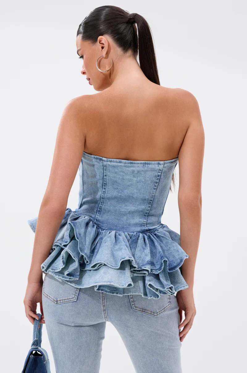 EVA DENIM PEPLUM CORSET TOP - Image 5