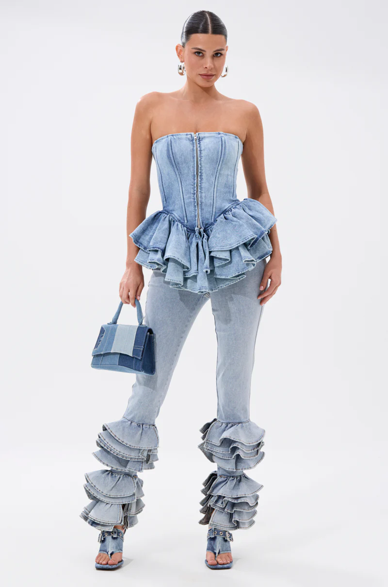 EVA DENIM PEPLUM CORSET TOP - Image 6