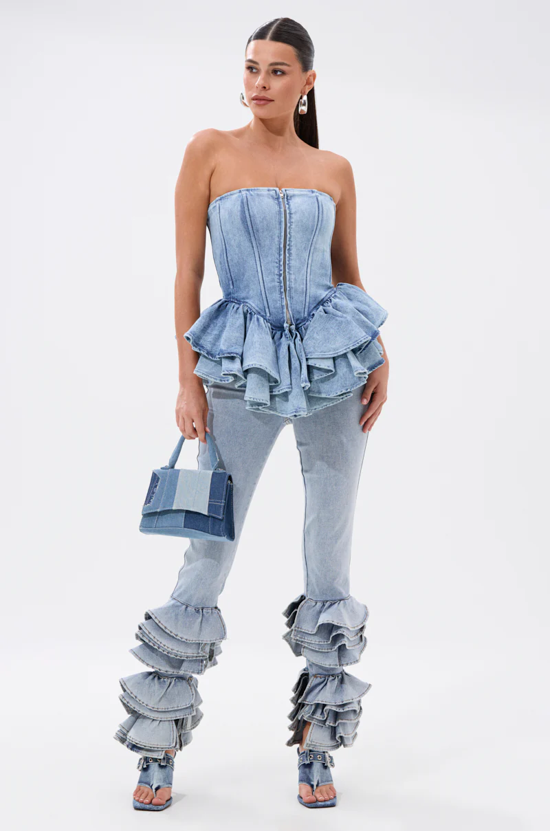 EVA DENIM PEPLUM CORSET TOP - Image 7