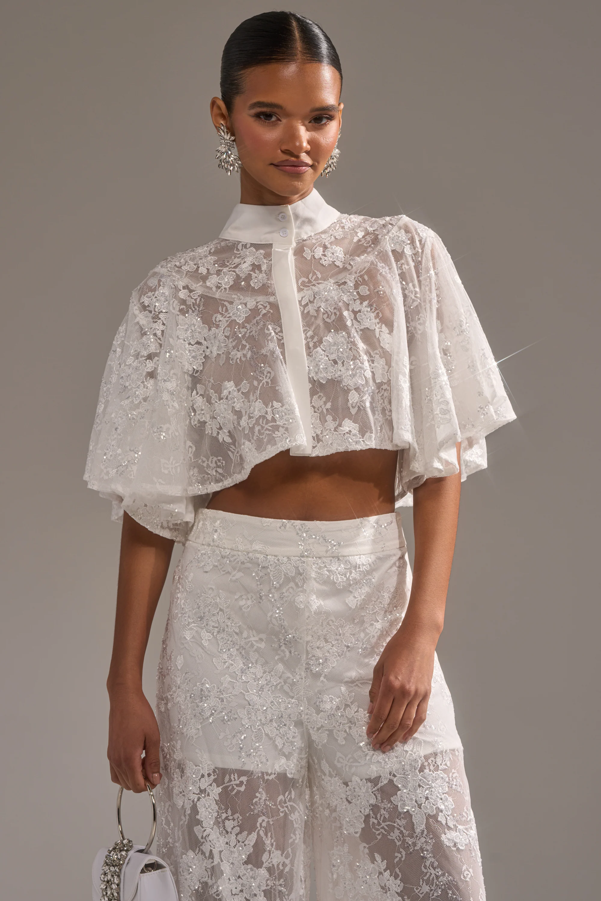 EVA LACE SHORT SLEEVE BUTTON DOWN - Image 2