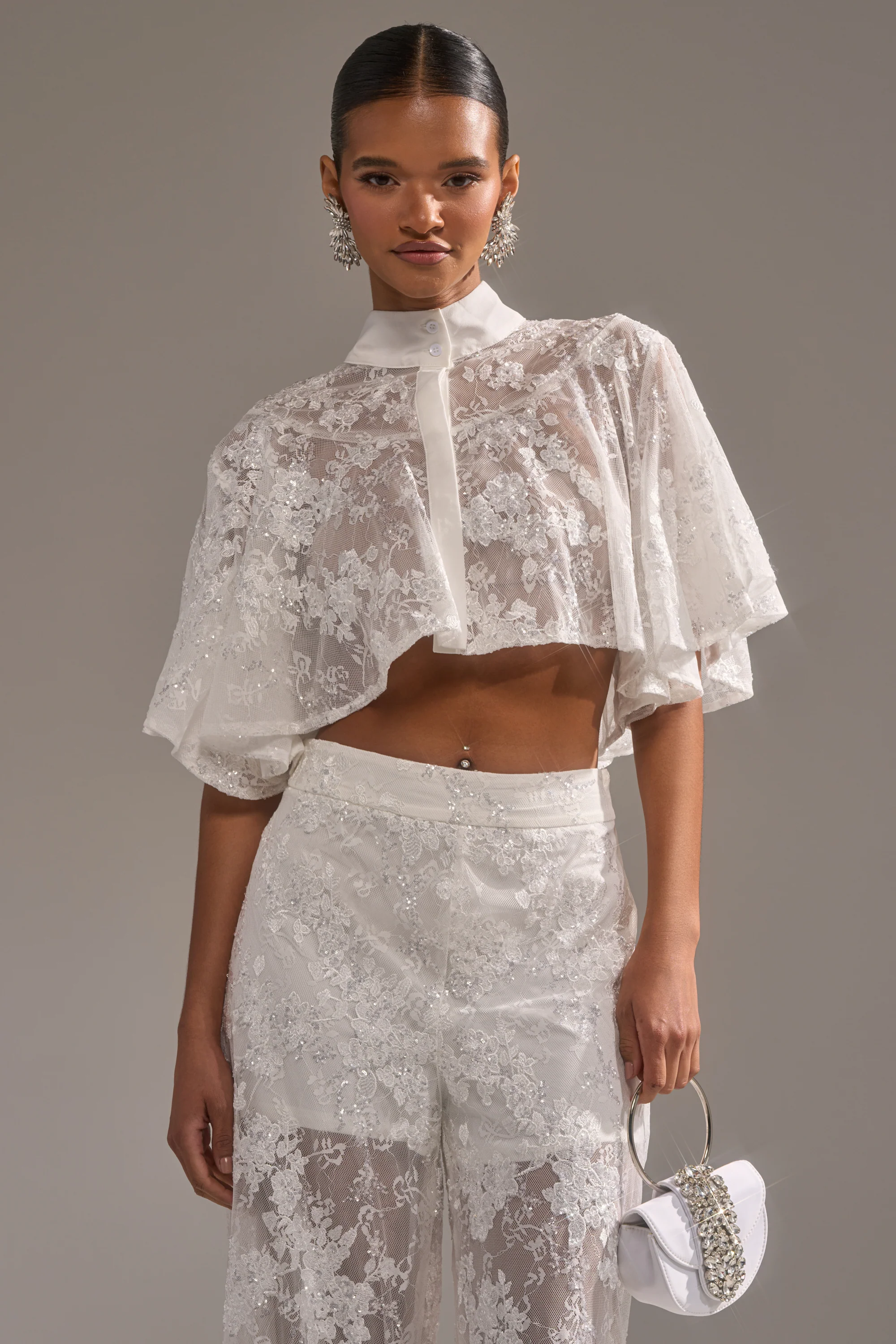 EVA LACE SHORT SLEEVE BUTTON DOWN - Image 3