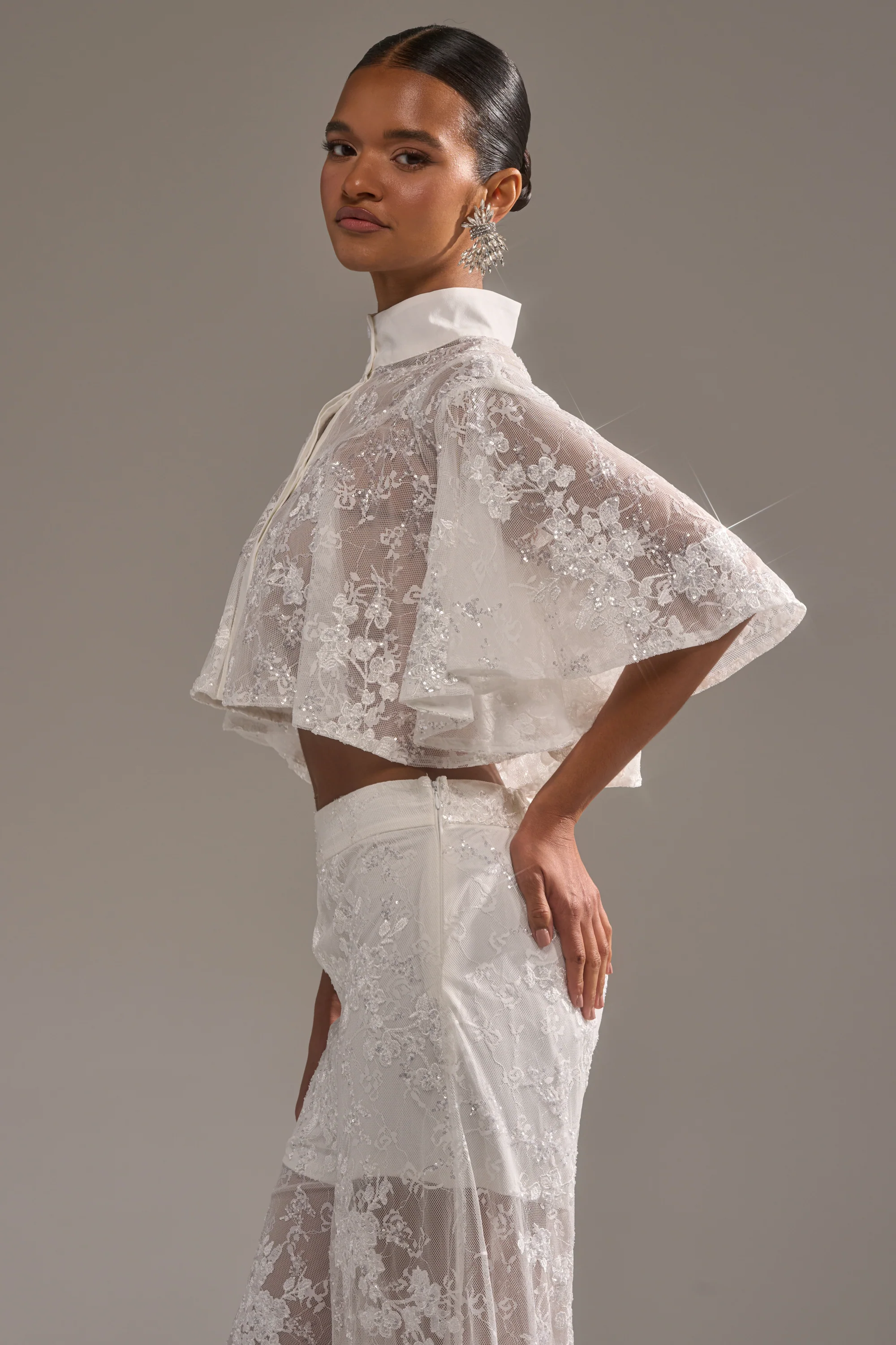 EVA LACE SHORT SLEEVE BUTTON DOWN - Image 4