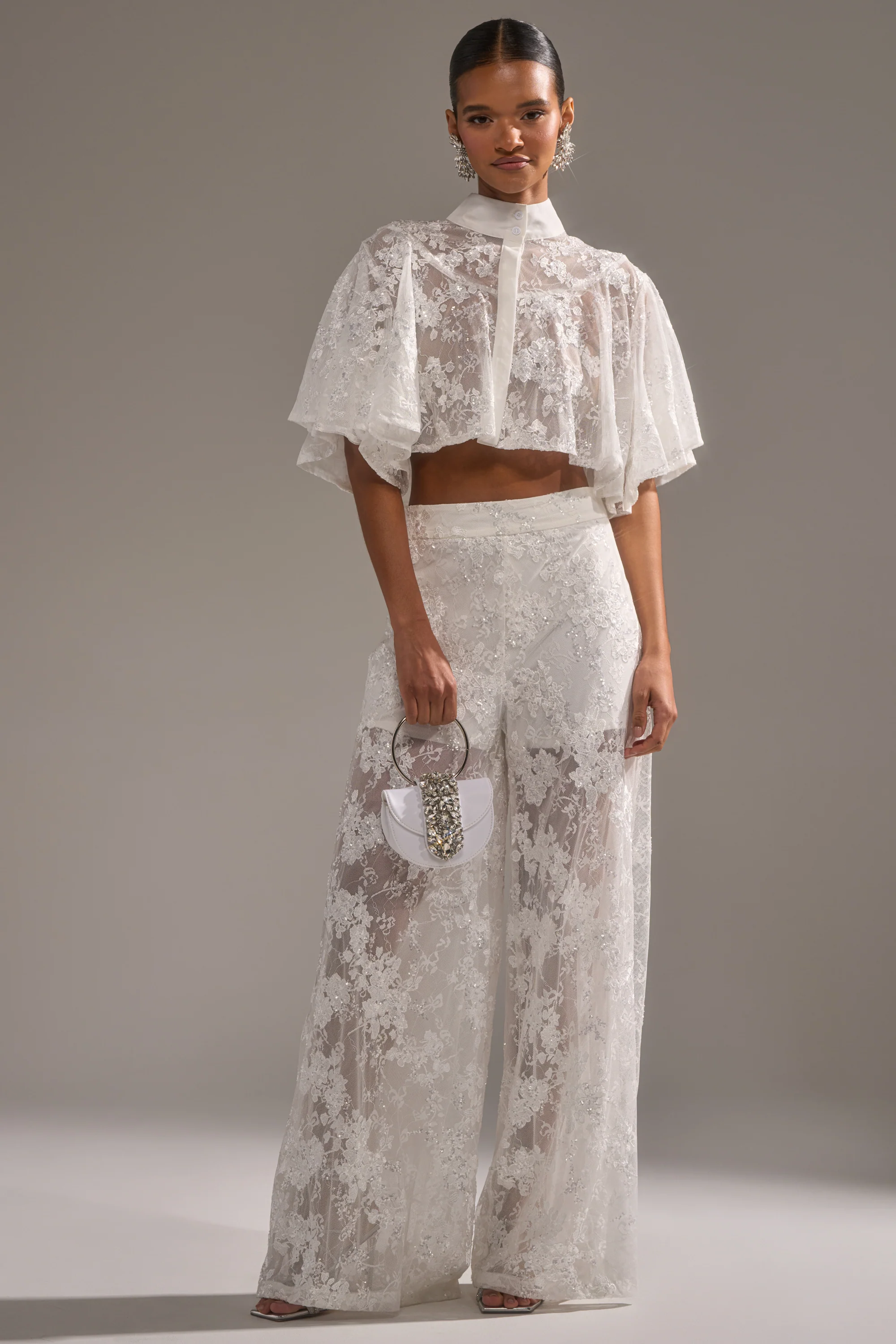 EVA LACE SHORT SLEEVE BUTTON DOWN - Image 7