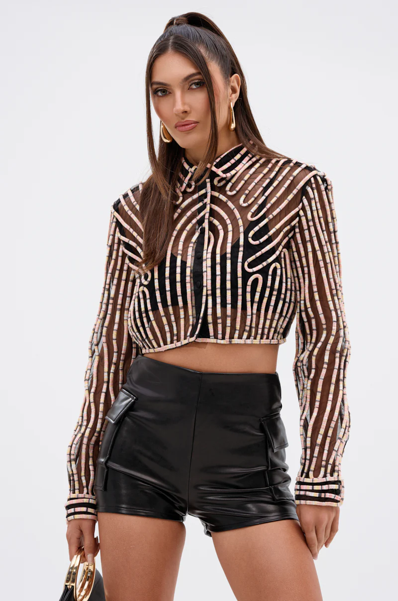 EVA LONG SLEEVE BUTTON DOWN STRIPED SHIRT - Image 2