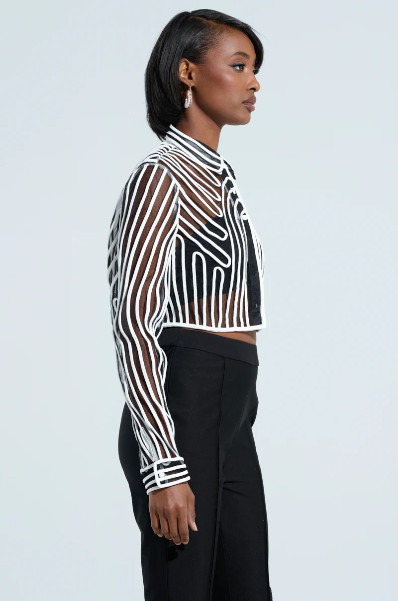 EVA LONG SLEEVE BUTTON DOWN STRIPED SHIRT - Image 4