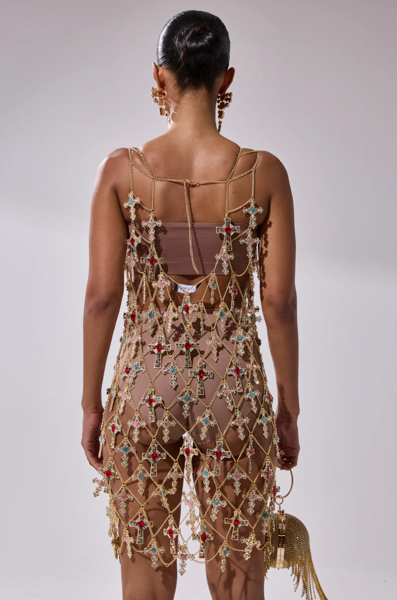 EVE CROSS CHAIN MINI DRESS - Image 3