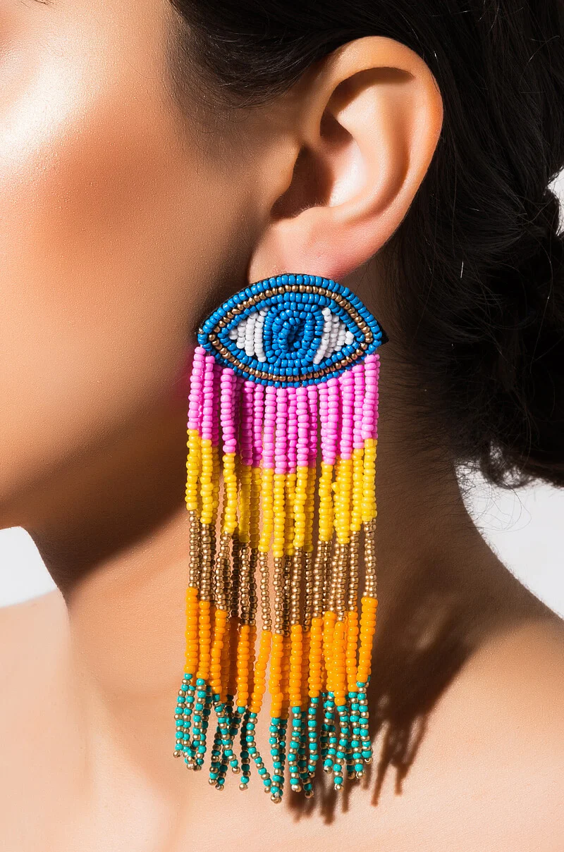 EVIL SUMMER EYE FRINGE EARRING - Image 2