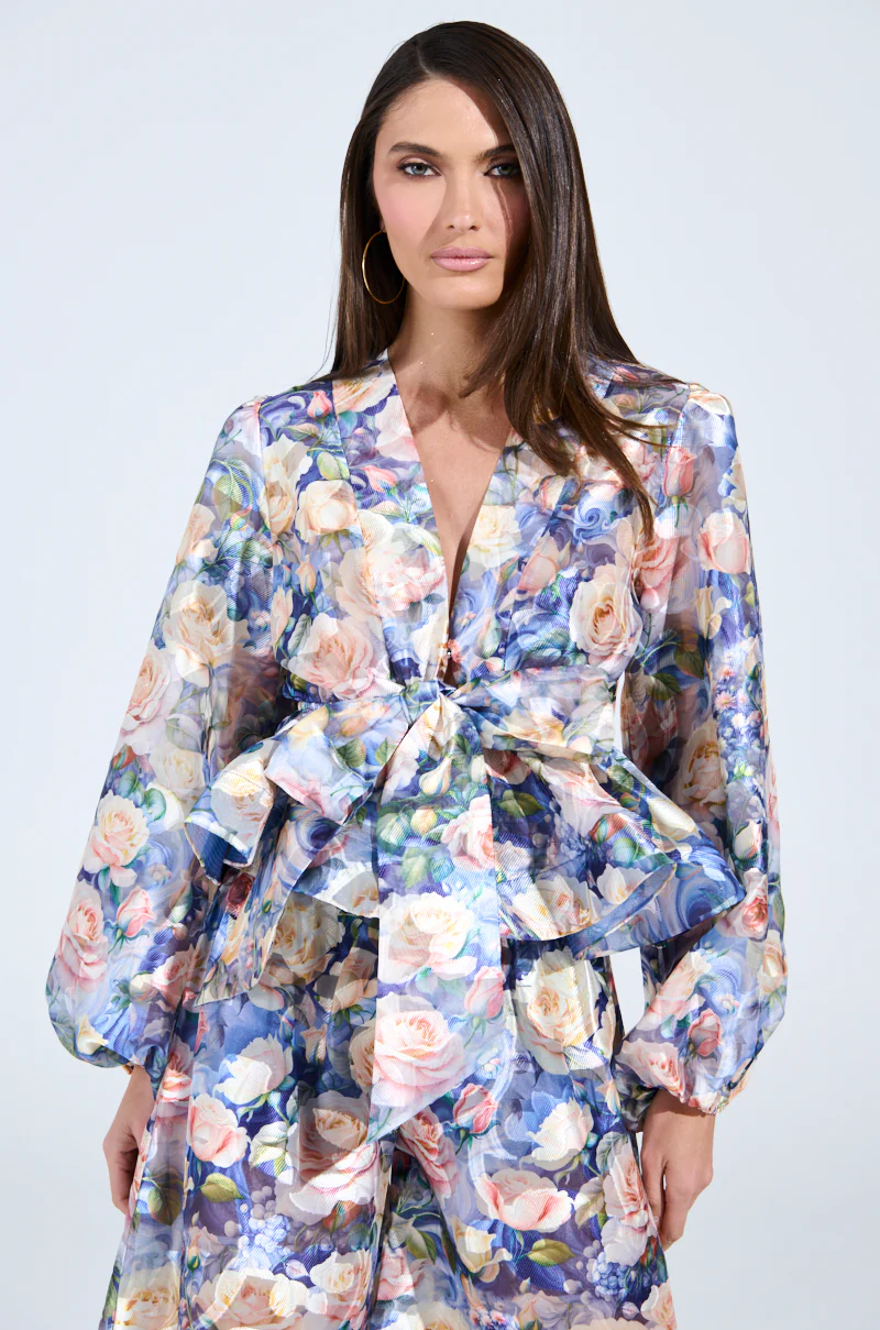 EXALTED FLORAL TIE FRONT BLOUSE - Image 2