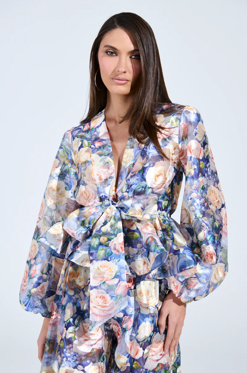 EXALTED FLORAL TIE FRONT BLOUSE - Image 3