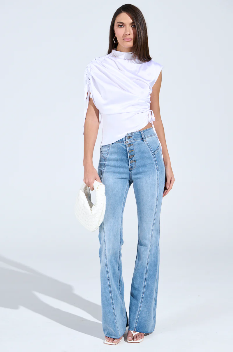 EXQUISITE ASYMMETRICAL SATIN BLOUSE TOP - Image 7