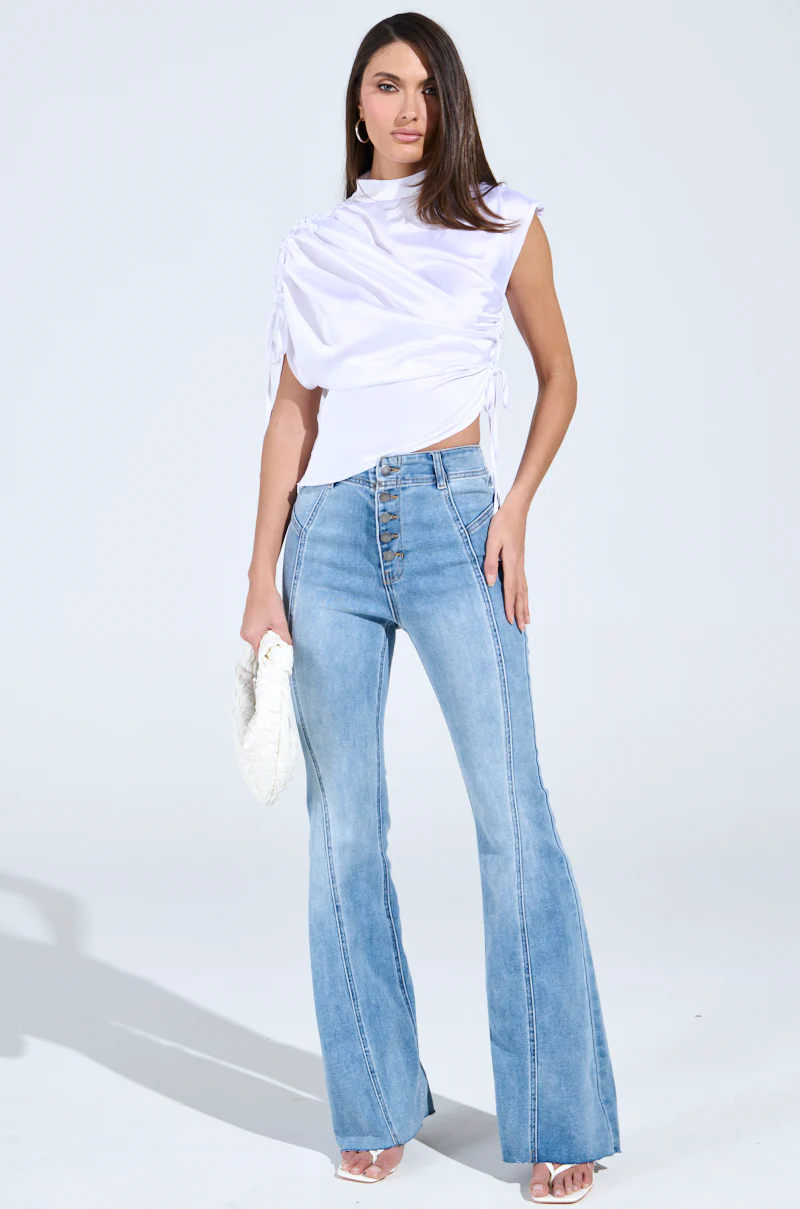 EXQUISITE ASYMMETRICAL SATIN BLOUSE TOP - Image 8