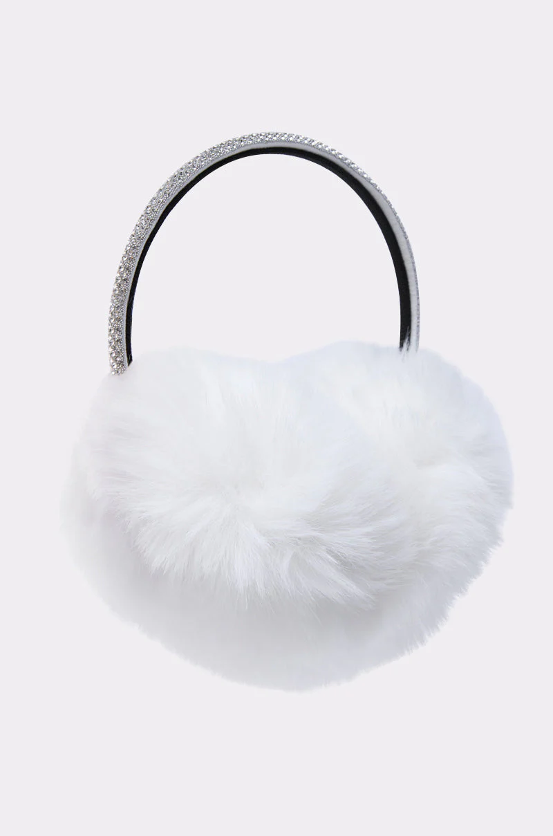 EXTRA RHINESTONE EAR MUFFS IN WHITE - Image 6