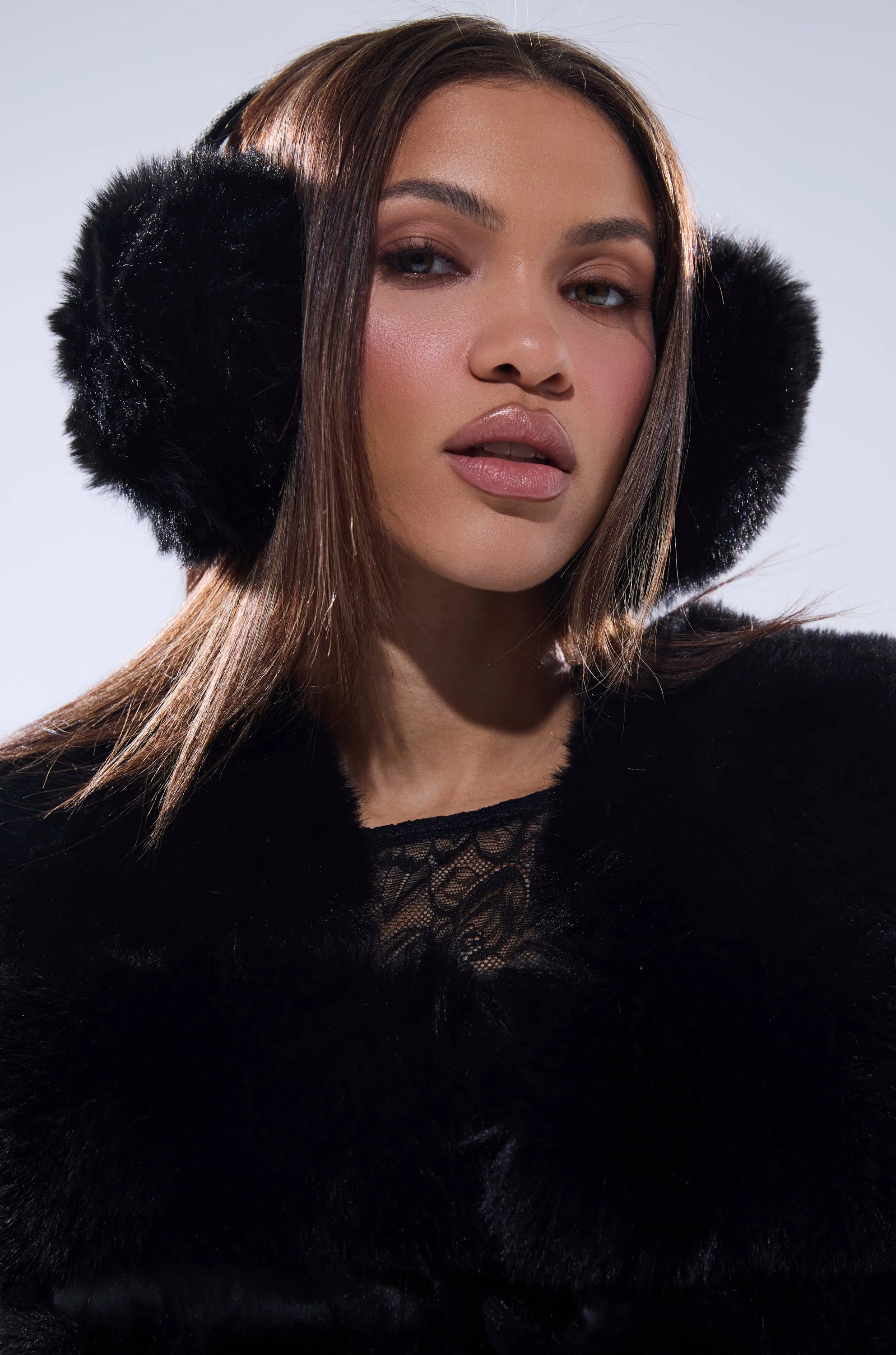 EXTRA RHINESTONE EAR MUFFS IN BLACK - Image 6