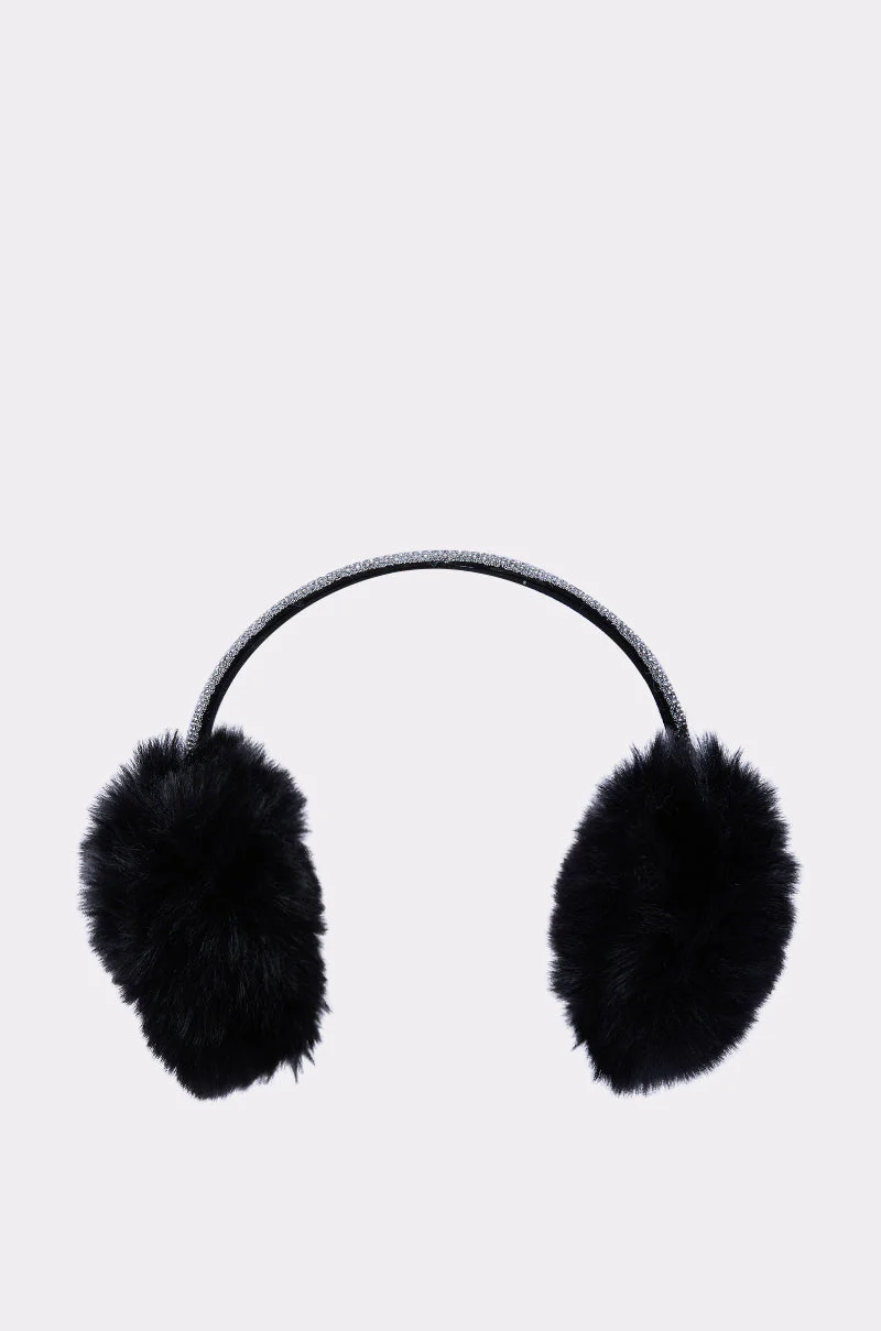 EXTRA RHINESTONE EAR MUFFS IN BLACK - Image 7
