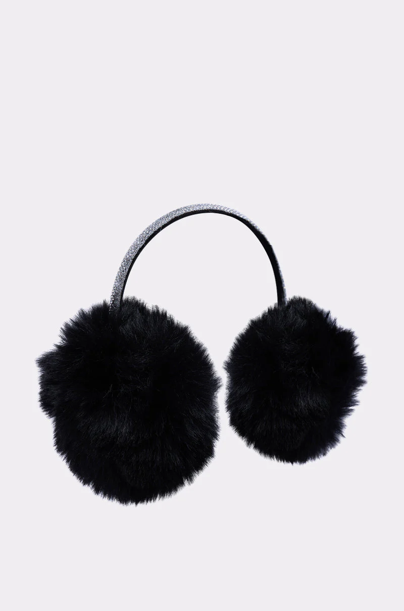 EXTRA RHINESTONE EAR MUFFS IN BLACK - Image 8
