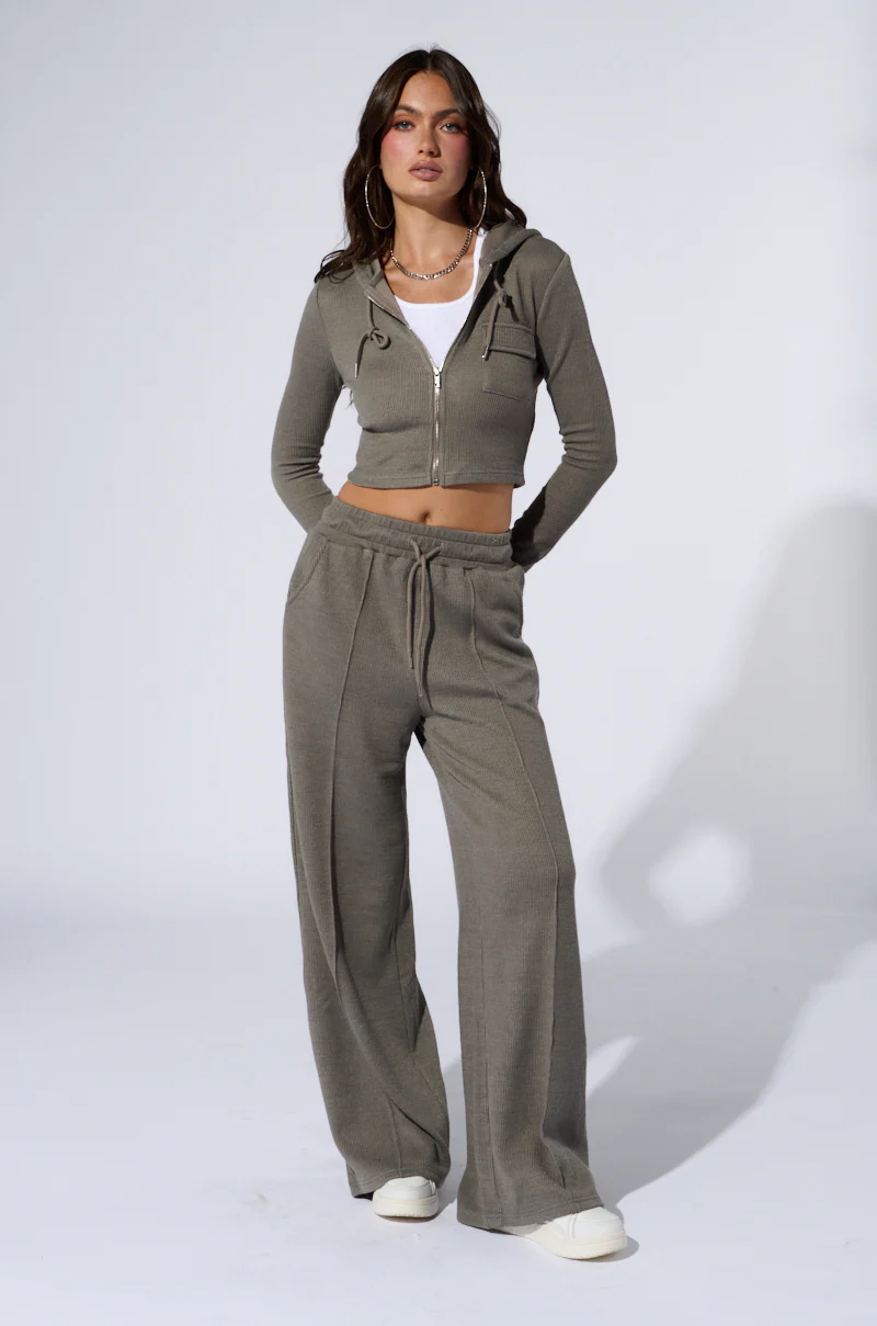 EYES ON ME RIB KNIT ZIP UP IN GREY - Image 11