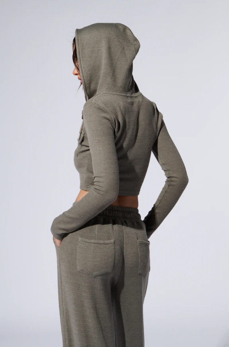 EYES ON ME RIB KNIT ZIP UP IN GREY - Image 6