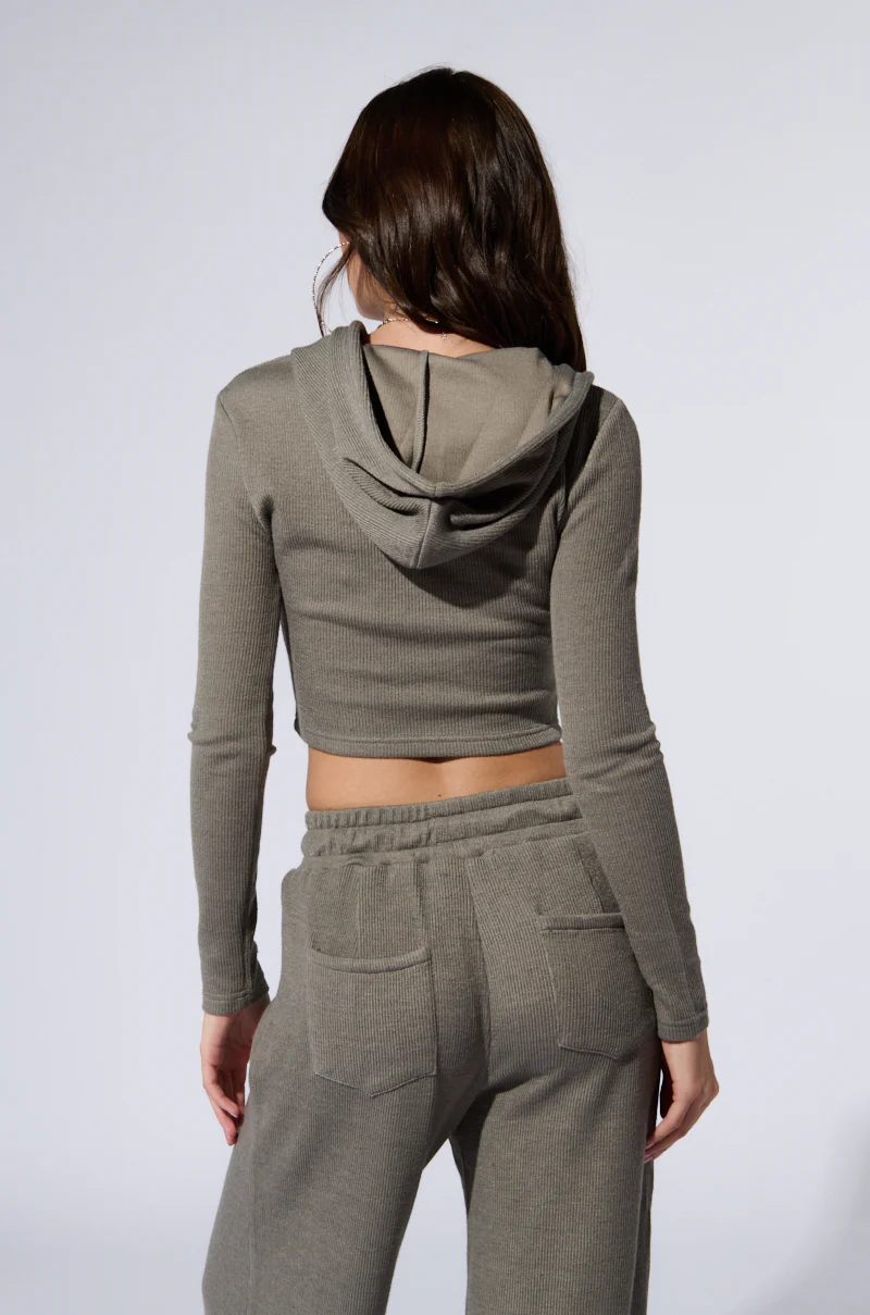 EYES ON ME RIB KNIT ZIP UP IN GREY - Image 7
