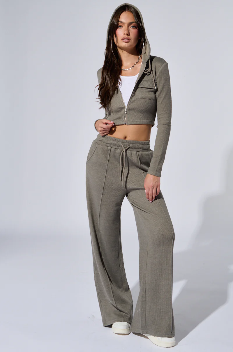 EYES ON ME RIB KNIT ZIP UP IN GREY - Image 9