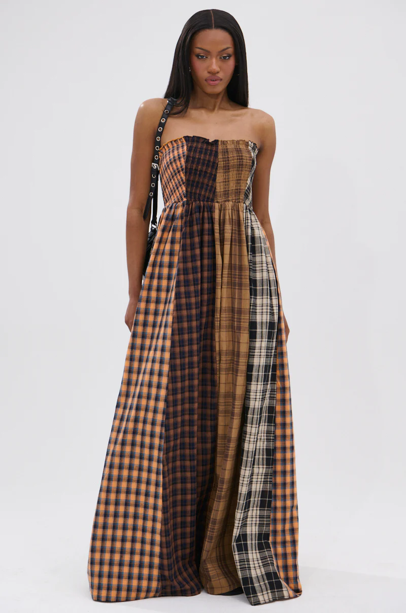 FALL IN LOVE PLAID MAXI DRESS - Image 2