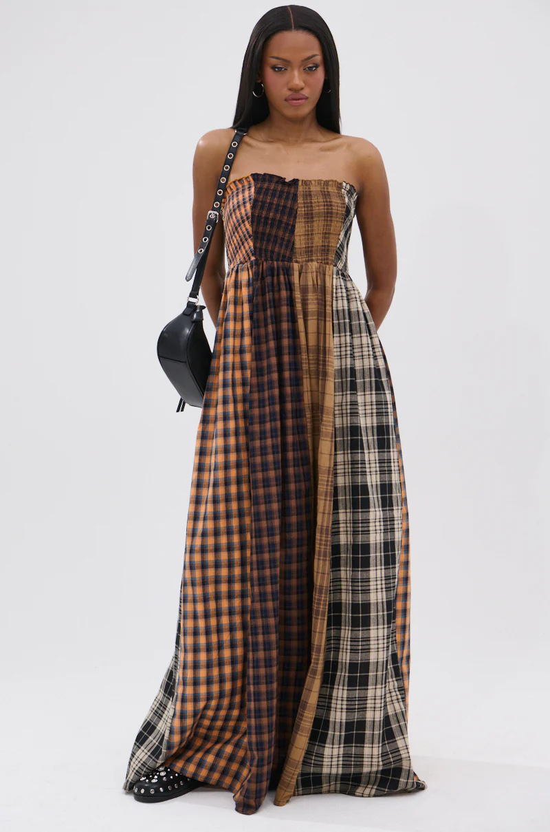 FALL IN LOVE PLAID MAXI DRESS - Image 3