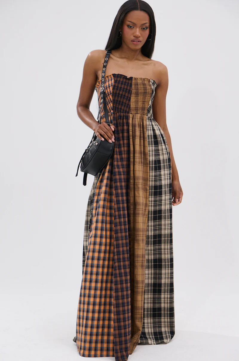 FALL IN LOVE PLAID MAXI DRESS - Image 4