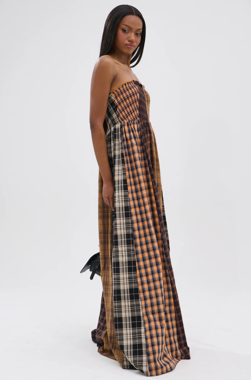 FALL IN LOVE PLAID MAXI DRESS - Image 5
