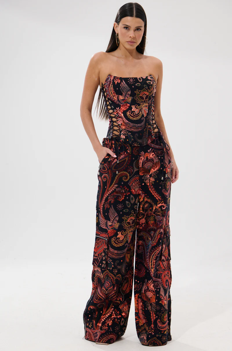 FALL VIBES BROCADE CORSET WITH LACE UP SIDES - Image 6